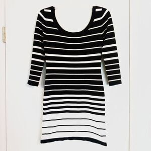 Xhilaration Black/White Striped Long Sleeve Dress
